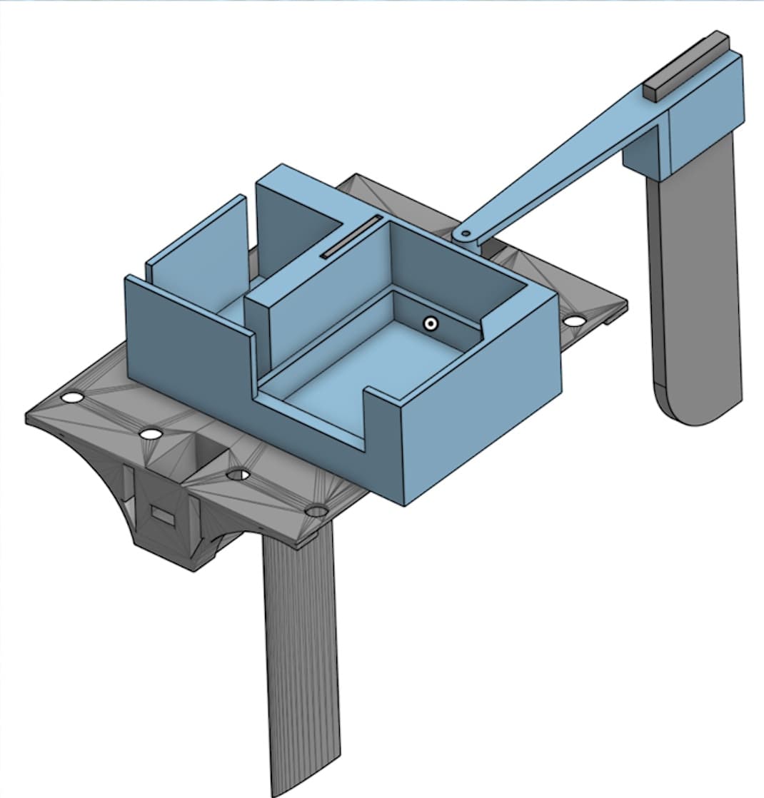Onshape CAD assembly of the sailboat deck, electronics holder, and rudder